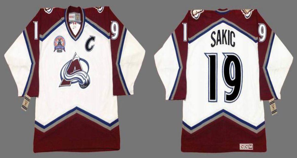 2019 Men Colorado Avalanche 19 Sakic white CCM NHL jerseys